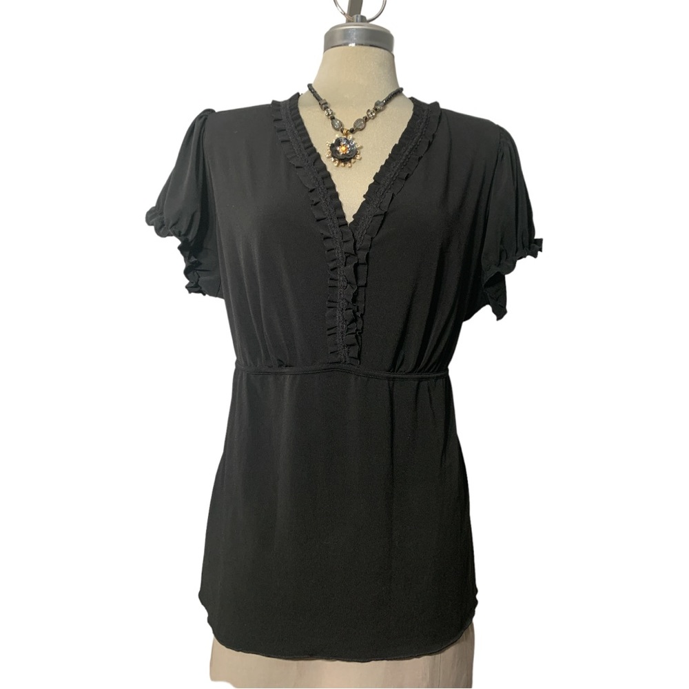 Venezia Black Plus Short Sleeves Top Size 18/20